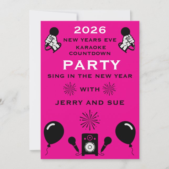 Invitation Compte à rebours du Nouvel An Eve Karaoke (Devant)