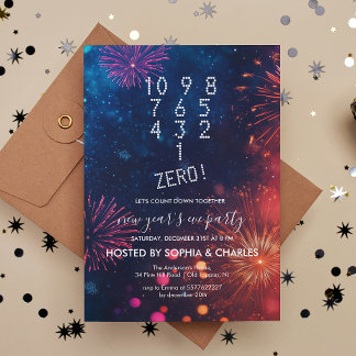 Invitation Compte à rebours Feu d'artifice Blue Nouvel An's E