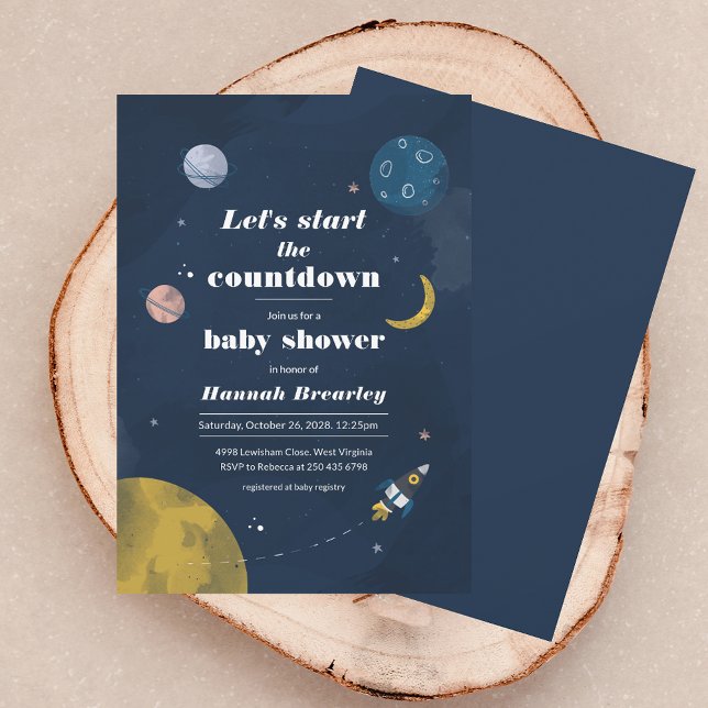 Invitation Compte rendu de l'espace extra-atmosphérique Baby  (Modern Outer Space Baby Shower Invitation)