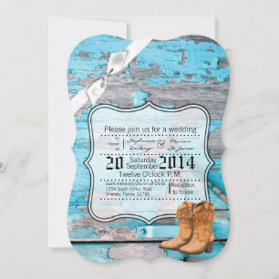 Invitation Compteur de bottes en bois de grange bleue 5x7 Fai