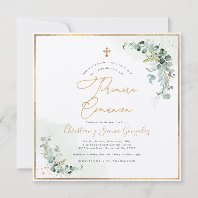 Invitation Comunion PixDezines H2 Eucalyptus Primera (Devant)