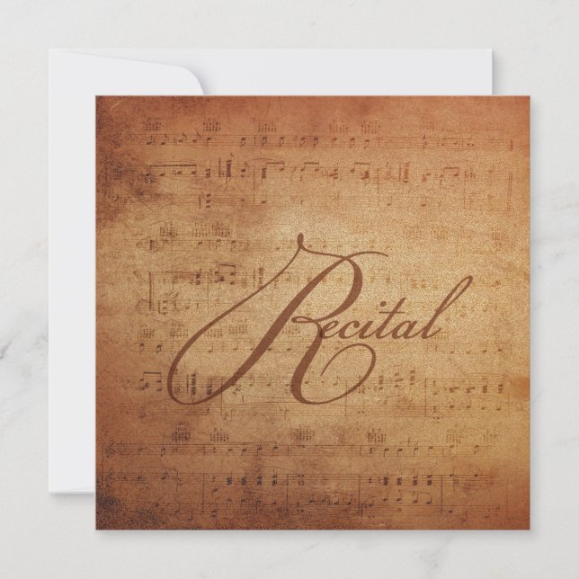 Invitation Concept musical Antique Sheet Music Personnalisée (Devant)