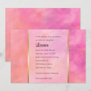 Invitation Conception Abstraite de Bat Mitzvah en Rose