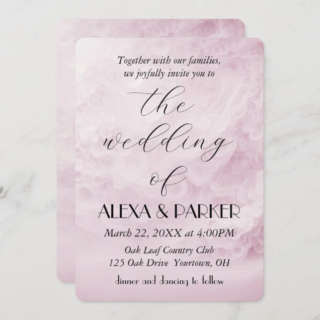 Invitation Conception abstraite de Blush mariage (Devant / Derrière)