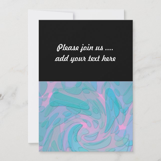 Invitation Conception Abstraite Moderne en Bleus et Roses (Devant)