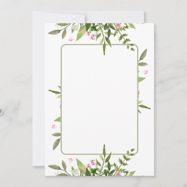 Invitation Conception avec fleurs roses en spray de feuille d (Devant)