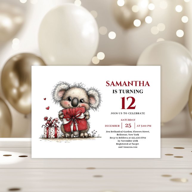 Invitation Conception charmante et fantaisiste de koala pour  (Charming whimsical animals design kids birthday invitation

)