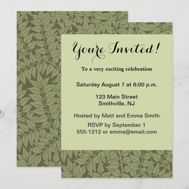 Invitation Conception classique Art Nouveau de branche de Wil (Devant / Derrière)