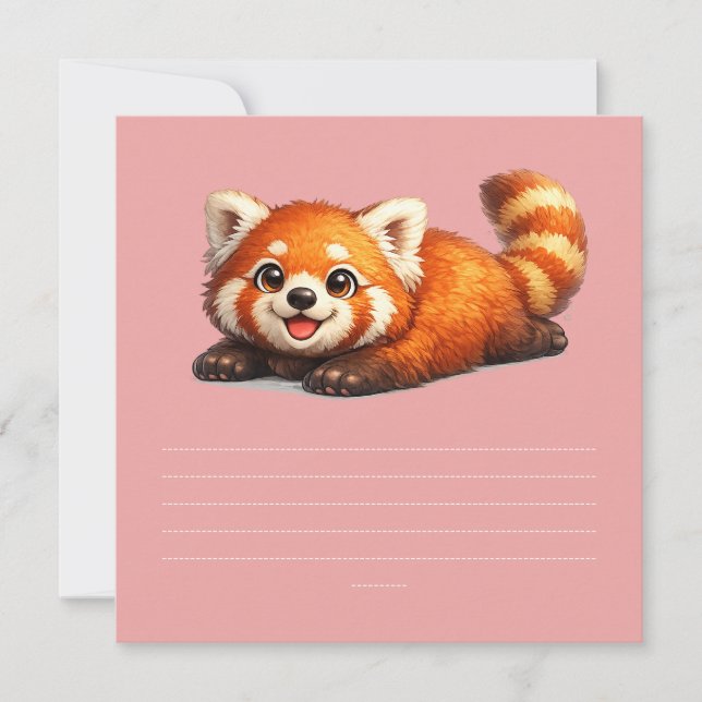 Invitation Conception d'animal Kawaii de Panda Rouge Mignon s (Devant)