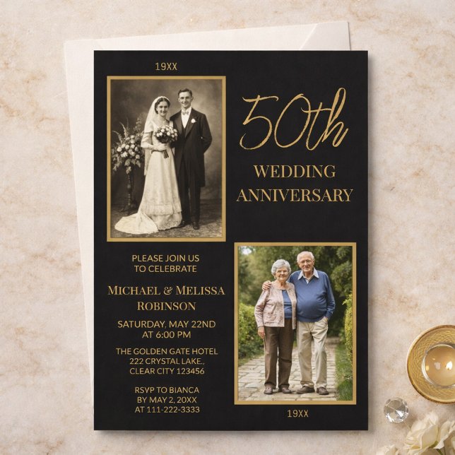 Invitation Conception d'anniversaire de mariage de 50 ans noi (Créateur téléchargé)