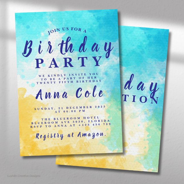 Invitation Conception d'anniversaire de plage et d'océan à l' (Créateur téléchargé)