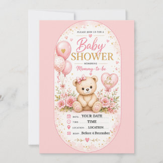 Invitation Conception de baby shower à carreaux roses doux