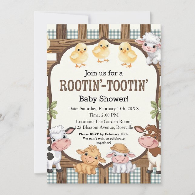 Invitation Conception de Baby showers à thème agricole - Beau (Devant)