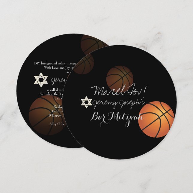 Invitation Conception de Bar Mitzvah de basketball PixDezines (Devant / Derrière)