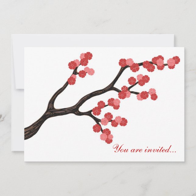 Invitation Conception de branche de cerisier japonais rose. (Devant)