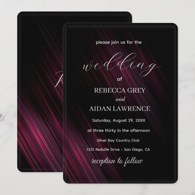 Invitation Conception de carton d'invitation de mariage éléga (Devant / Derrière)