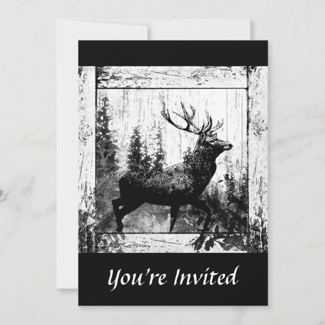 Invitation Conception de cerf vintage personnalisée, invitati (Devant)