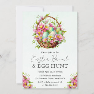 Invitation Conception de chasse aux œufs de brunch de Pâques 