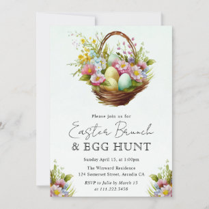 Invitation Conception de chasse aux œufs de brunch de Pâques 