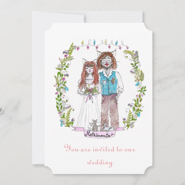 Invitation Conception de chats de mariage (Devant)