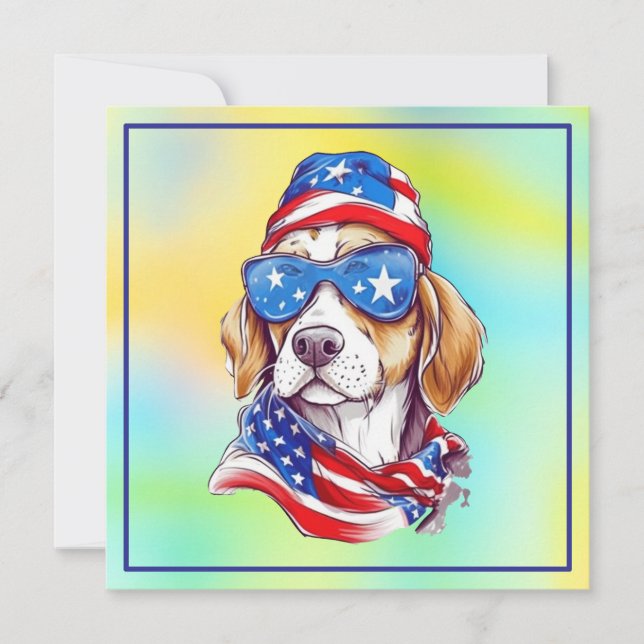 Invitation Conception de chien patriotique du 4 juillet  (Devant)