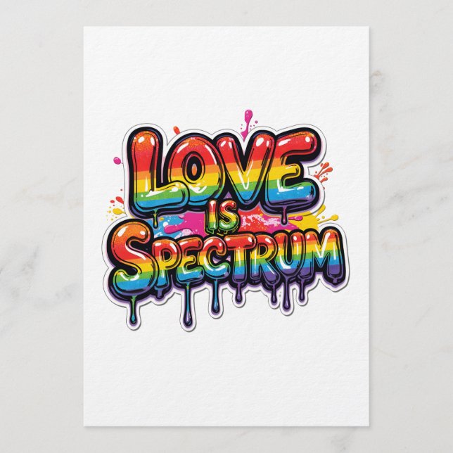 Invitation Conception de citation LGBTQ Love Is Spectrum Rain (Devant)