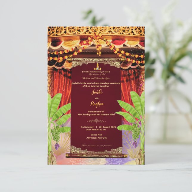 Invitation conception de défilement d'invitation de mariage d (Debout devant)