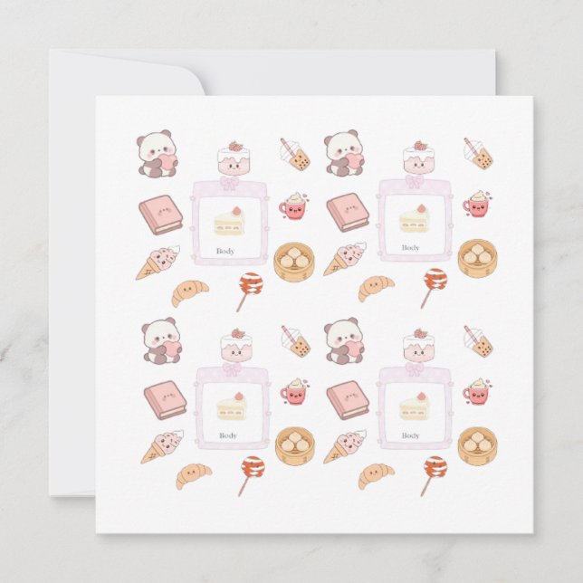 Invitation Conception de dessert friandises rose mignon (Devant)