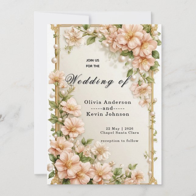 Invitation 🌸 Conception de détails de cérémonie de mariage b (Devant)