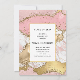 Invitation Conception de diplôme en marbre rose or rose luxe