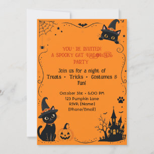 Invitation Conception de dos d'invitation de chat Halloween