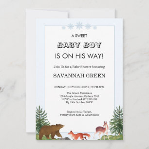 Invitation Conception de douche pour bébé garçon avec des ani