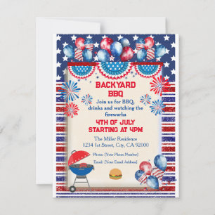Invitation Conception de fête BBQ pour la fête de l'indépenda