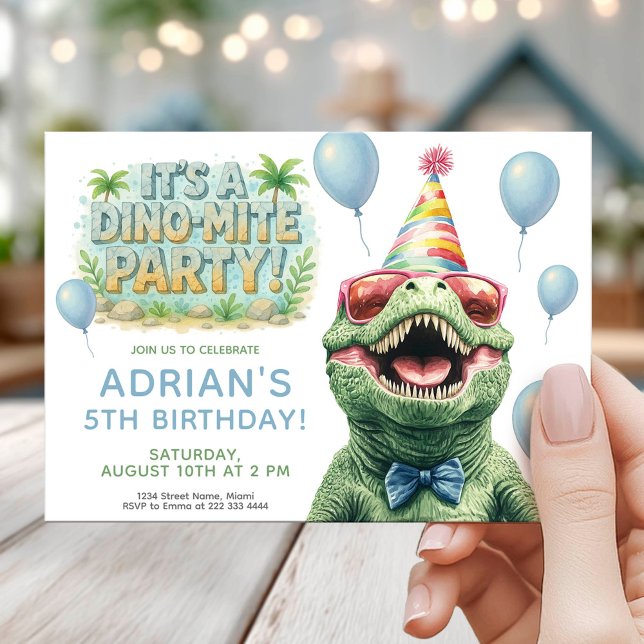 Invitation Conception de fête d'anniversaire de dinosaure amu (Créateur téléchargé)