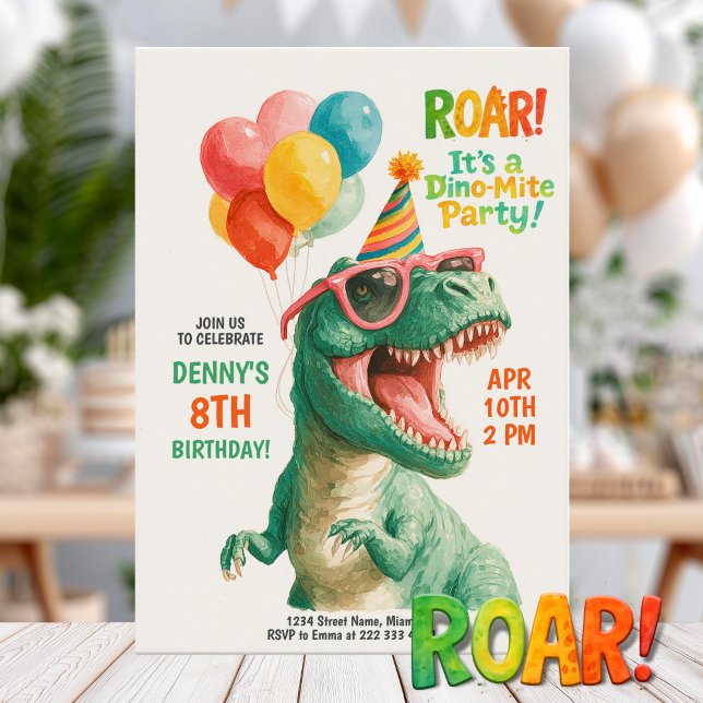 Invitation Conception de fête d'anniversaire de dinosaure amu (Créateur téléchargé)