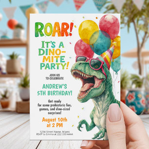 Invitation Conception de fête d'anniversaire de dinosaure col