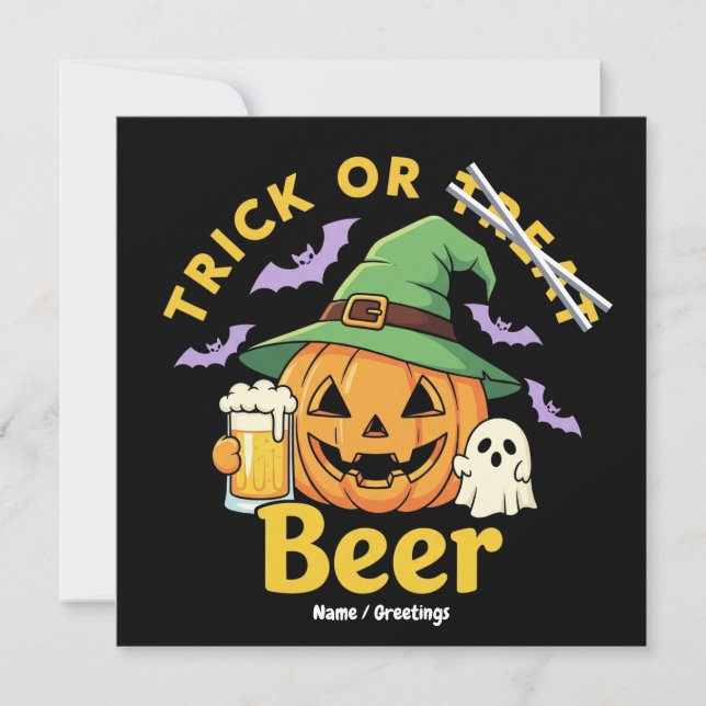 Invitation Conception de fête de bière d'Halloween Trick Or T (Devant)