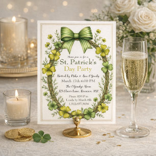 Invitation Conception de fête de la Saint-Patrick Clover & Bo