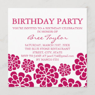 Invitation Conception de la fleur rose Mood Anniversaire Invi