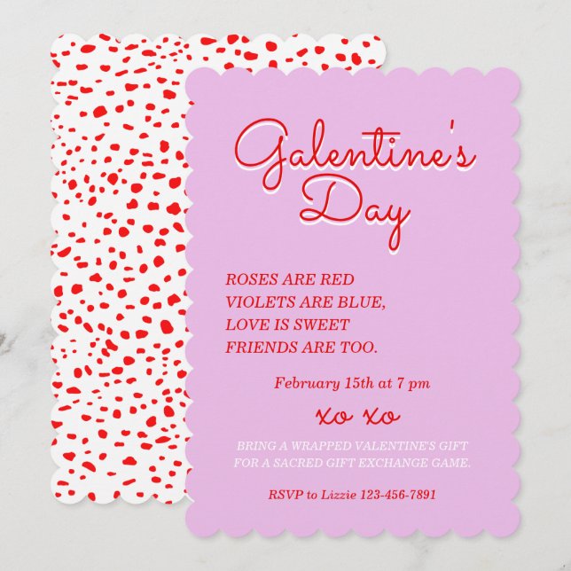 Invitation Conception de l'invitation de la Saint-Galentin (Devant / Derrière)