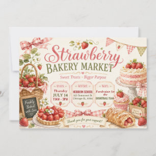 Invitation Conception de marché de boulangerie aux fraises