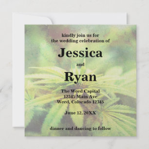 Invitation Conception de mariage avec de l'herbe non traditio