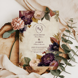 Invitation Conception de Mariage de automne botanique Vintage