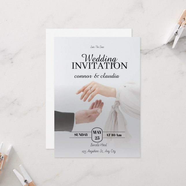 Invitation Conception de mariage élégante (Devant/Arrière en situation)