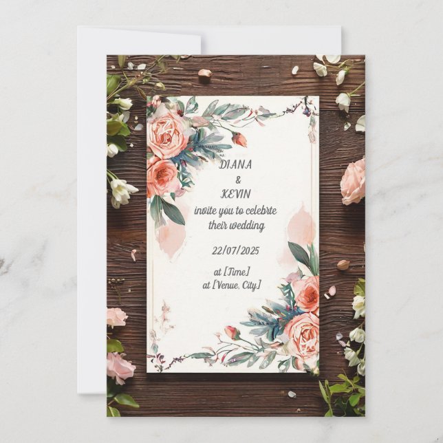 Invitation 🌿 Conception de mariage floral élégant 🌿 (Devant)