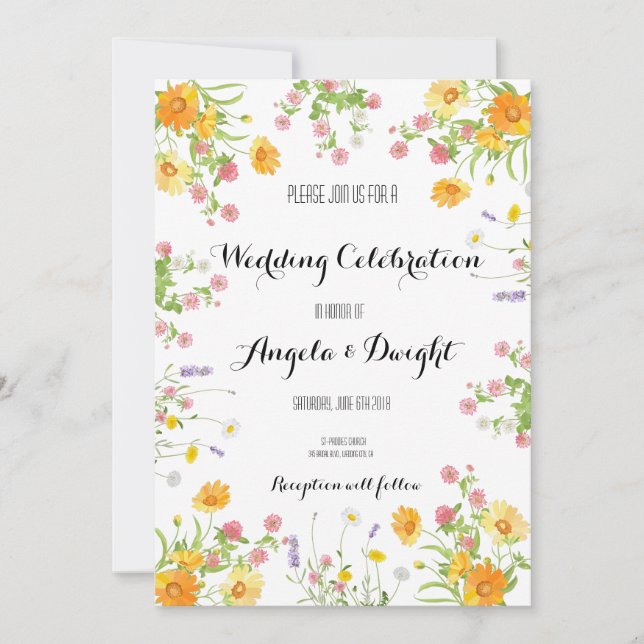 Invitation Conception de mariage florale rustique personnalis (Devant)