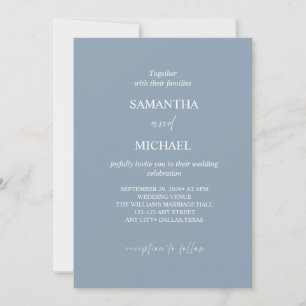 Invitation Conception de mariage minimaliste gris bleu poussi