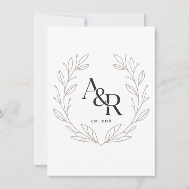 Invitation Conception de monogramme de mariage luxueux minima (Devant)