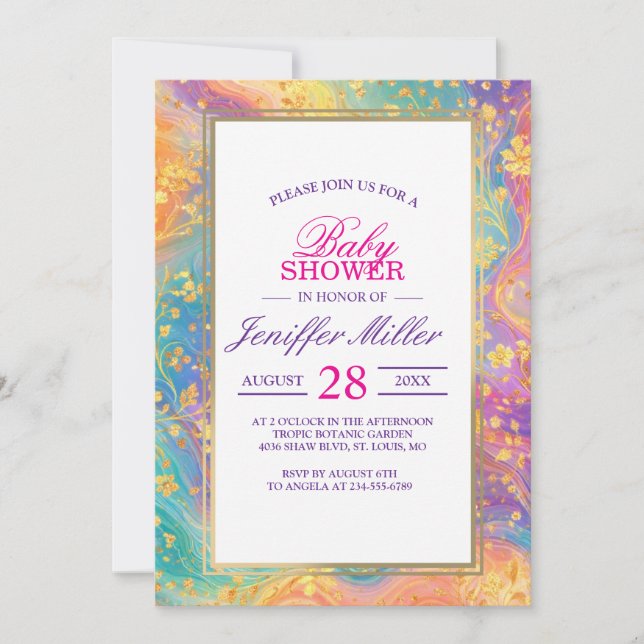 Invitation Conception de monogramme floral abstrait moderne p (Devant)
