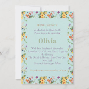 Invitation Conception de motif floral et fleurs jaunes à l'aq